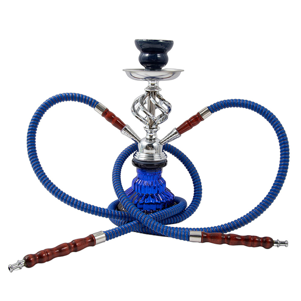 Customized Deluxe shisha German Large hookah Nargile Glass Stainless Steel Chicha Shisha Two Hose Hookah