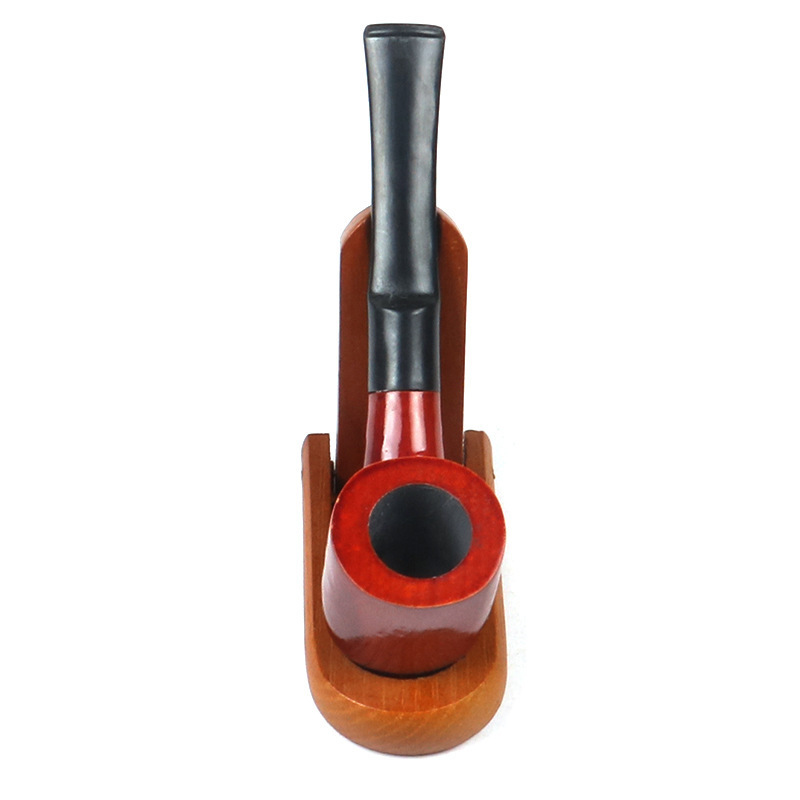 Wholesale Red and Black Smoking Pipe Men's Bakelite Tobacco Pipe Straight Handle Mahogany Pipes 20 Wooden Handicraft