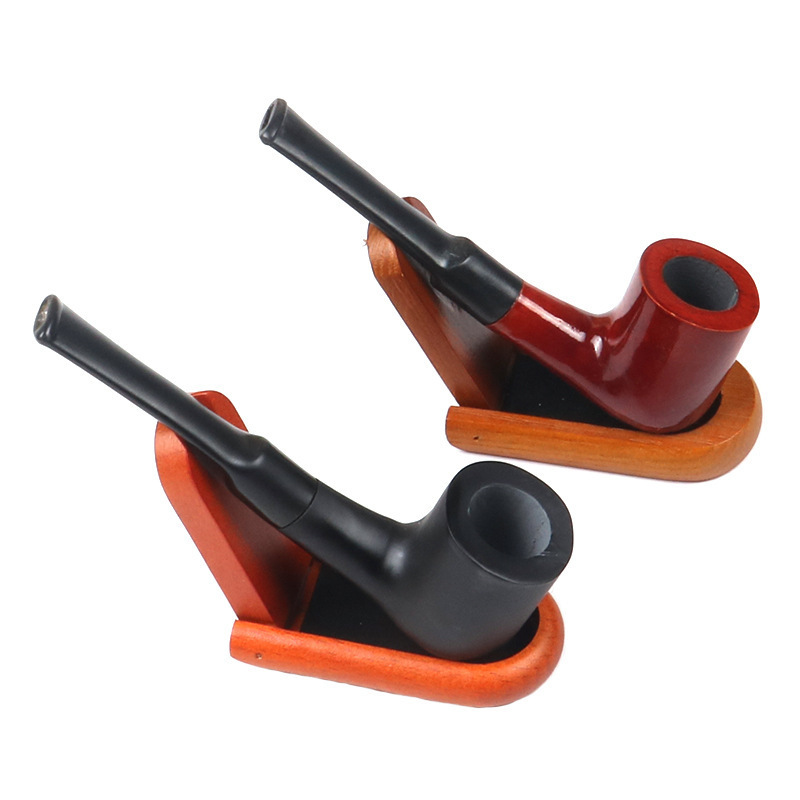 Wholesale Red and Black Smoking Pipe Men's Bakelite Tobacco Pipe Straight Handle Mahogany Pipes 20 Wooden Handicraft