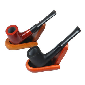 Wholesale Red and Black Smoking Pipe Men's Bakelite Tobacco Pipe Straight Handle Mahogany Pipes 20 Wooden Handicraft