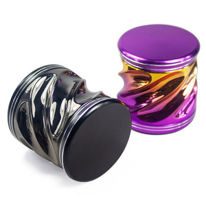 Custom design 4 pieces 75MM Aluminum Alloy Herb Grinder Large Capacity Flash Color Tobacco herb grinder