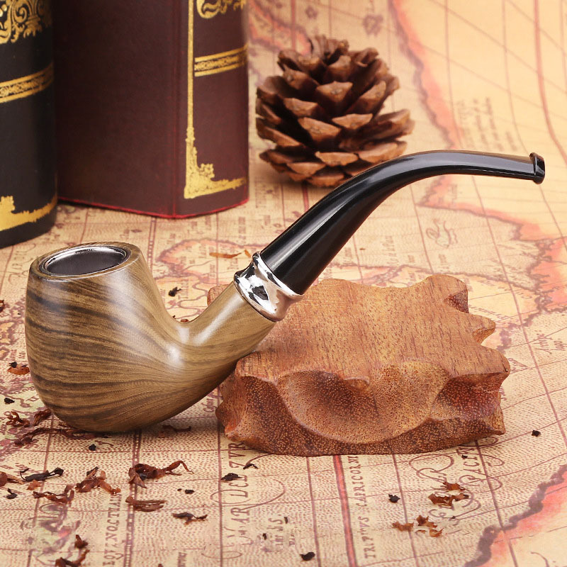 Wholesale Cheap Bent Hammer Resin Smoking Pipe Portable Filter Detachable Tobacco Pipe Wooden Pipe 20pcs