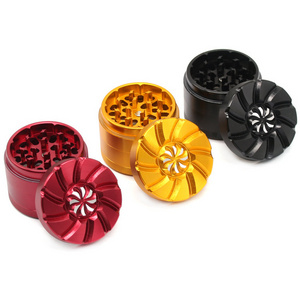 Wholesale Custom Aluminum Alloy 50mm Herb Grinder 4 Layers engrave Flowers Metal Grinder Tobacco