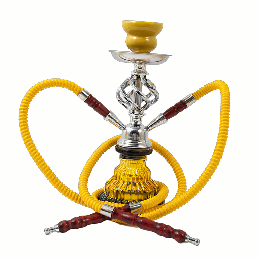 Customized Deluxe shisha German Large hookah Nargile Glass Stainless Steel Chicha Shisha Two Hose Hookah