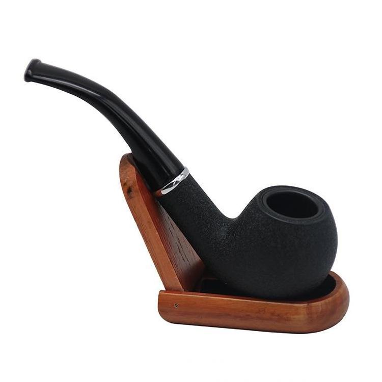 Black Frosted Resin Tobacco Pipe Men's Pipe Acrylic Bent Handle Filtered Wood Smoking Pipe