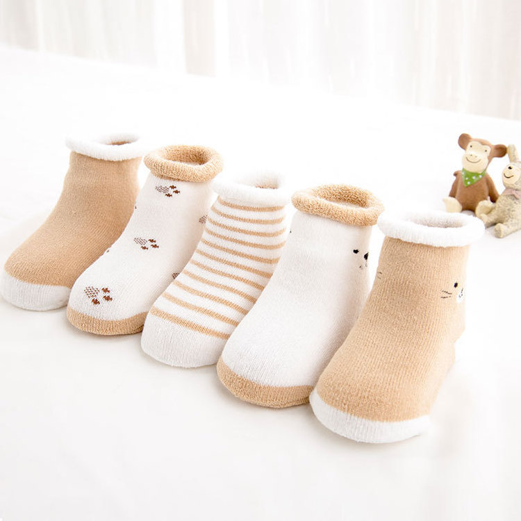 Cheap Newborn Baby Socks Winter Cute Cartoon Doll Baby Stocking Cotton Slouch Warm Knitted Kids Socks