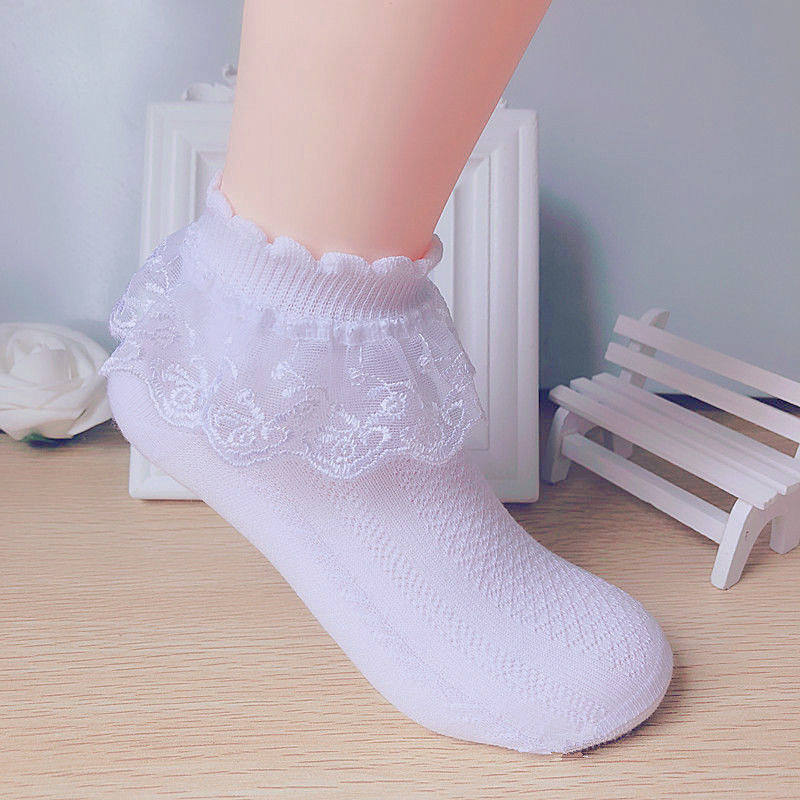 2023 New Baby Girls' Cotton Lace Baby Socks Cotton Mesh Lace Ruffle Socks For Girls