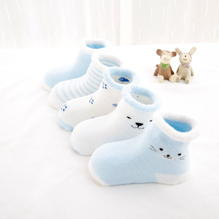 Cheap Newborn Baby Socks Winter Cute Cartoon Doll Baby Stocking Cotton Slouch Warm Knitted Kids Socks