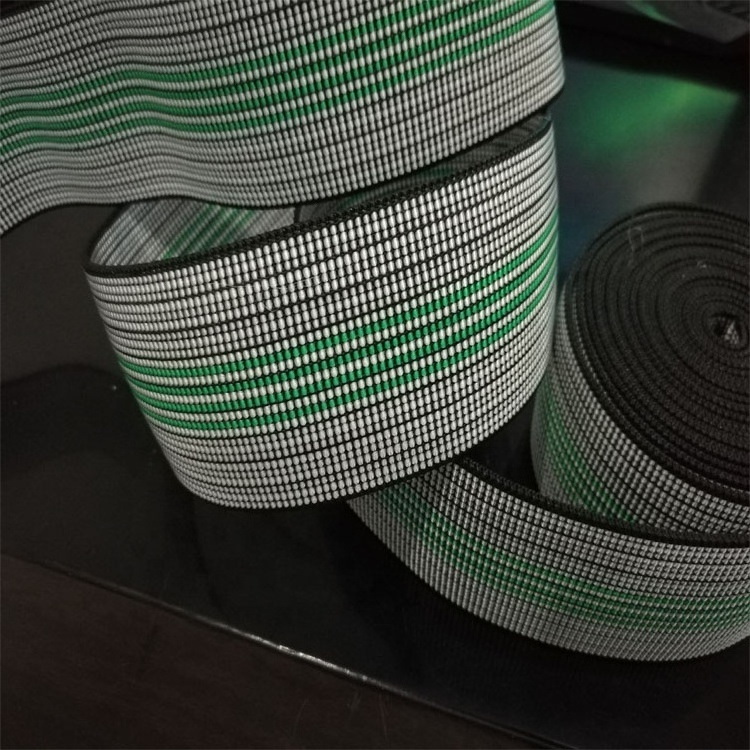 Strong Green Striped Durable Sofa Elastic Webbing Stretchable Furniture Belt in Rolls