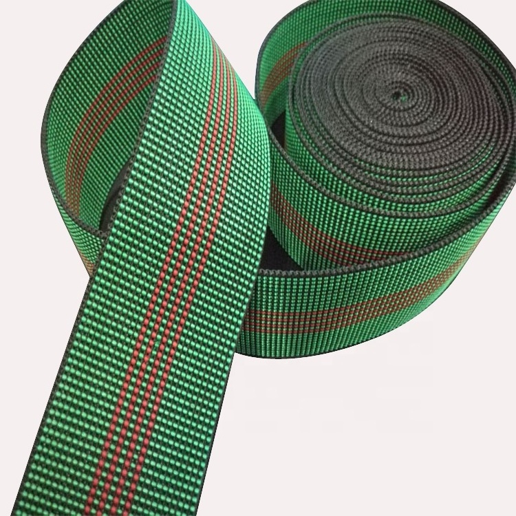 Strong Green Striped Durable Sofa Elastic Webbing Stretchable Furniture Belt in Rolls