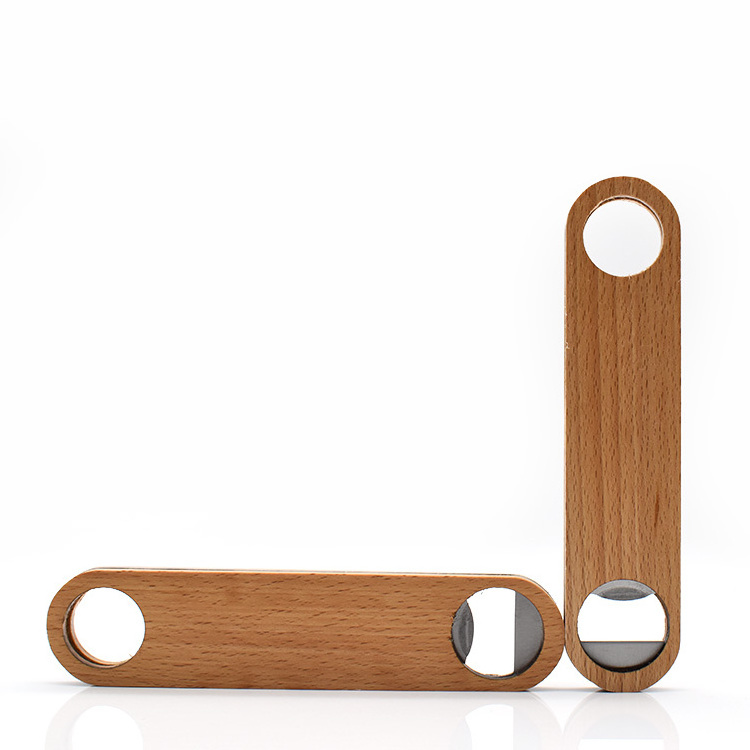 Solid Wood Stainless Steel Flat Bottle Opener Wood Bartender Simple Speed Bottle Opener