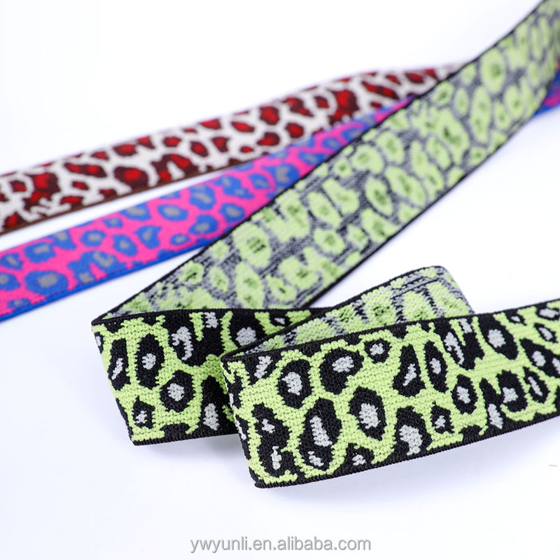 Newest Sale Sewing High Tenacity Flat Webbing Waistband Fancy Leopard Pattern Adjustable Jacquard Elastic Band