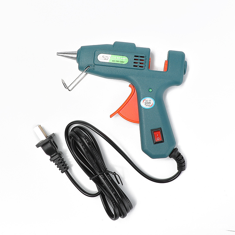 High Quality Manual High Temp Hot Glue Gun Small Power Green Glue Gun With Switch