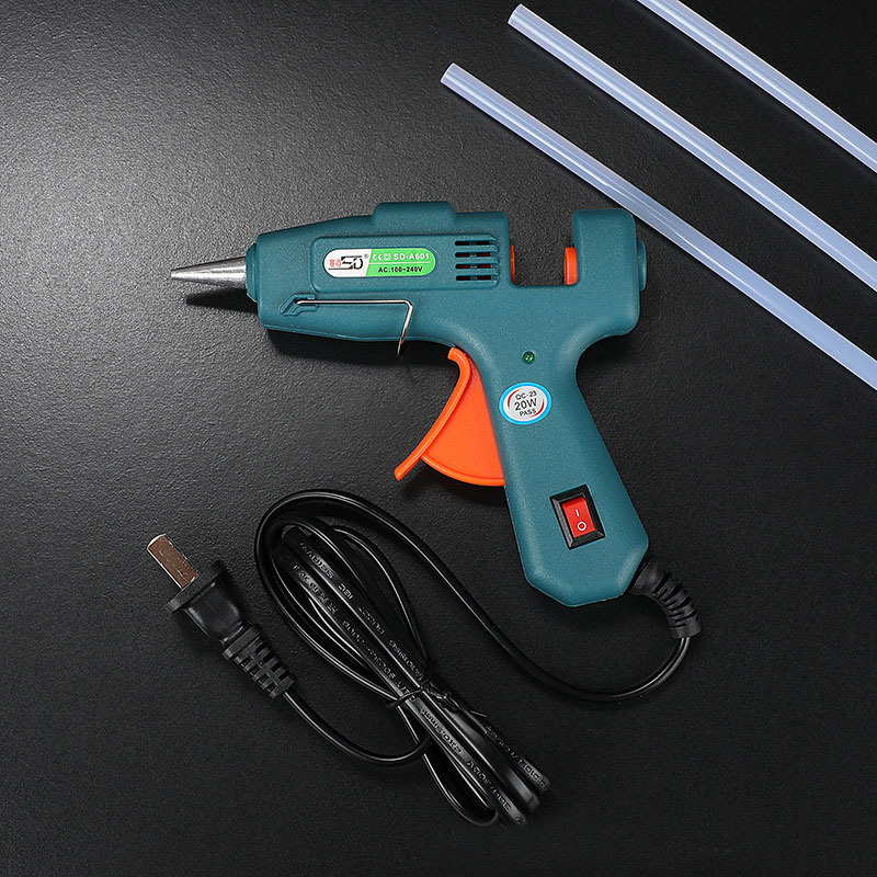 High Quality Manual High Temp Hot Glue Gun Small Power Green Glue Gun With Switch