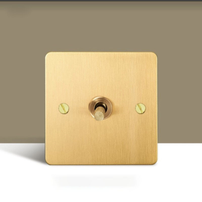 European Style Gold Socket Panel Switch Brass Toggle Dimmer Switch for LED Lights