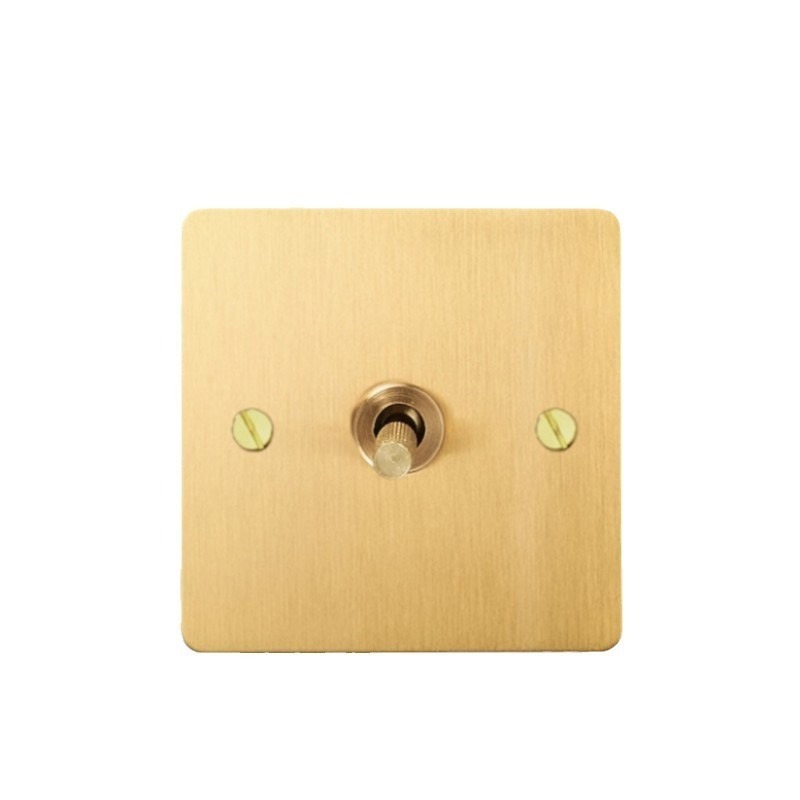 European Style Gold Socket Panel Switch Brass Toggle Dimmer Switch for LED Lights