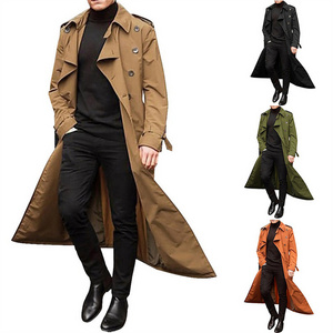 Long trench coat autumn and winter fashion casual windbreaker for men