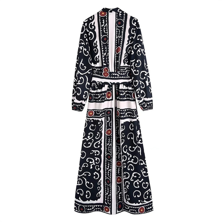 Hot sale retro 2022 spring new women's slim wrap wrap print dress