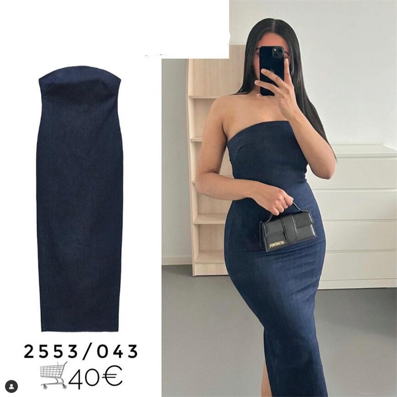 Summer new zipper denim wrapped dress female slim sexy party dresses for women