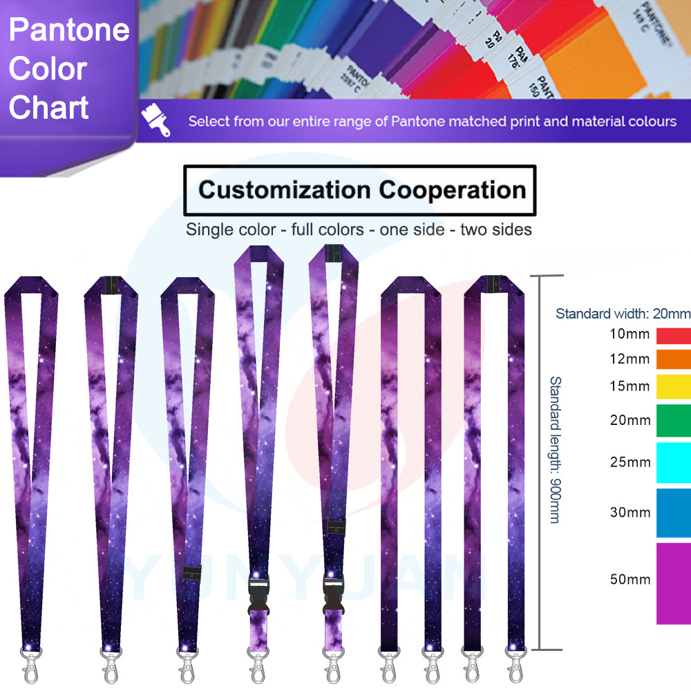 Lanyard manufacturer polyester heat transfer printing neck lanyard metal clip two sides dye sublimation imprinted lanyard custom