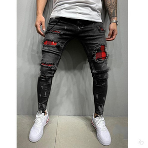 High Quality Custom Logo Designer Full Length Casual Style Oem Distressed Rip Denim Men's Stacked Jean Ripped Jeans Pant For Men