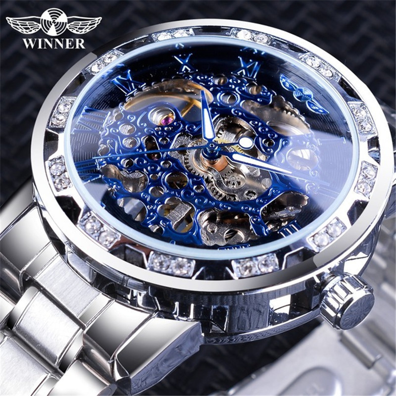 New winner watch men's fashion leisure classic popular hollow diamond manual mechanical watch s1089