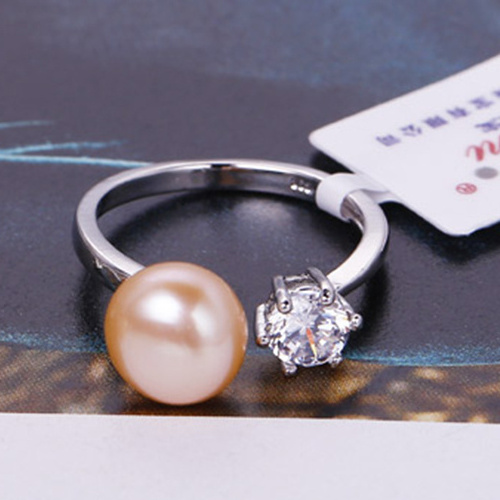 925 Sterling Silver Ring 8-9mm Cultured Pearl Ring Trendy Style Cute Jewelry  Freshwater Pearl Ring Designs for Women PR01