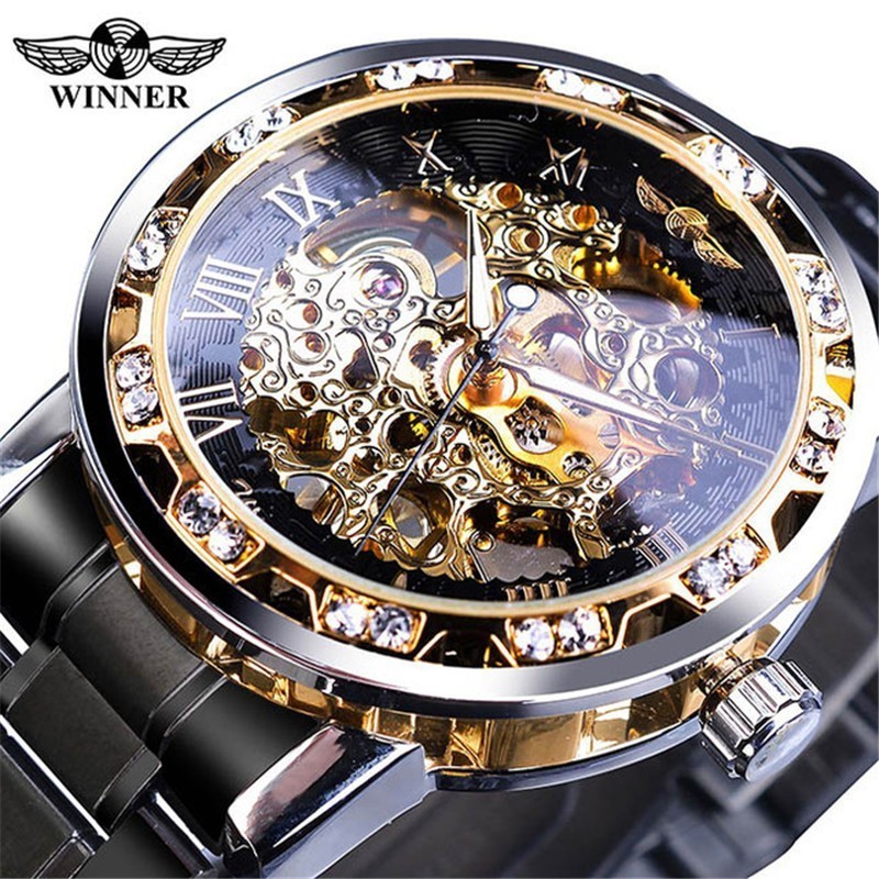 New winner watch men's fashion leisure classic popular hollow diamond manual mechanical watch s1089