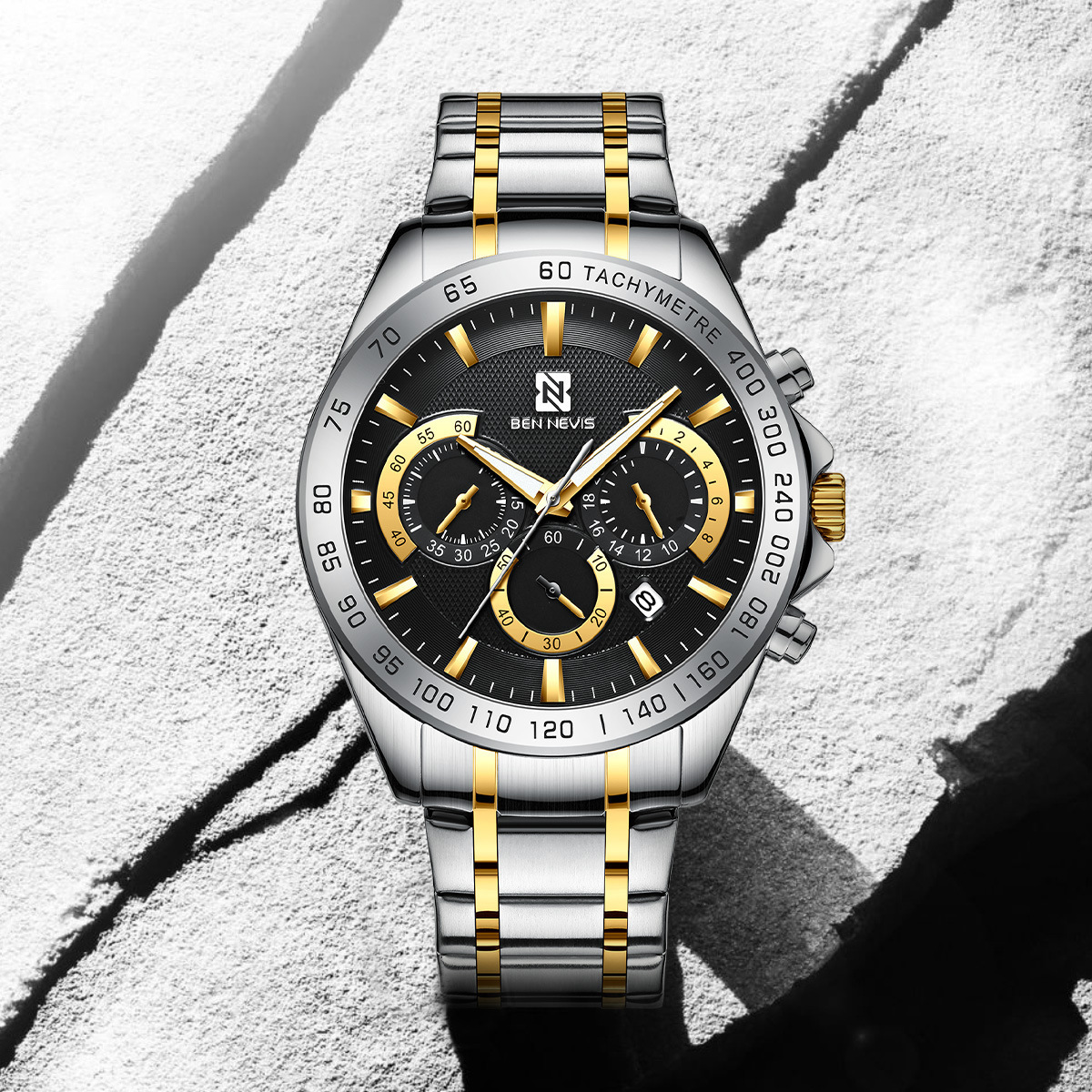 New BEN NEVI Men's Watch Three Eyes Six Hands Calendar Watch Fashion Waterproof Quartz Watches Male Wholesale