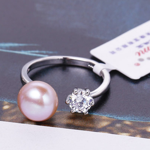 925 Sterling Silver Ring 8-9mm Cultured Pearl Ring Trendy Style Cute Jewelry  Freshwater Pearl Ring Designs for Women PR01