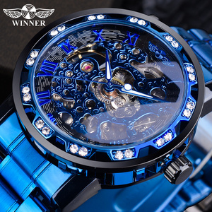 New winner watch men's fashion leisure classic popular hollow diamond manual mechanical watch s1089