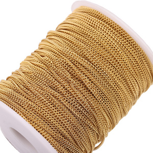 Hypoallergenic Non Tarnish Stainless Steel Link Chains Roll of 18K Gold Plated Thin Cuban Chains for Jewelry Making Necklace DIY