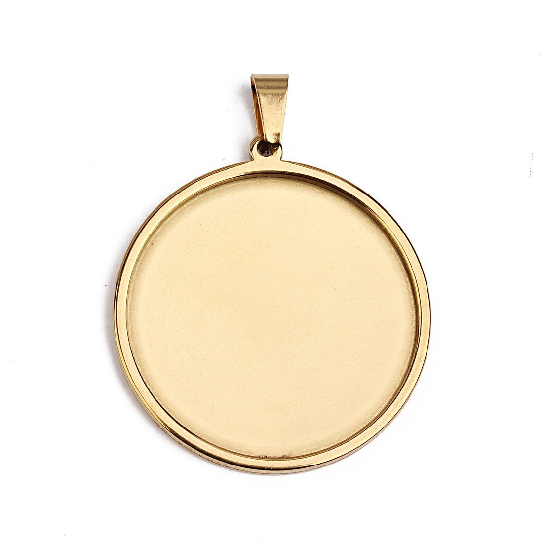 Stainless Steel Accessory Blank Round Frame Base Setting Cabochon Gold Plated Bezel Pendant Tray for Jewelry Making Necklace