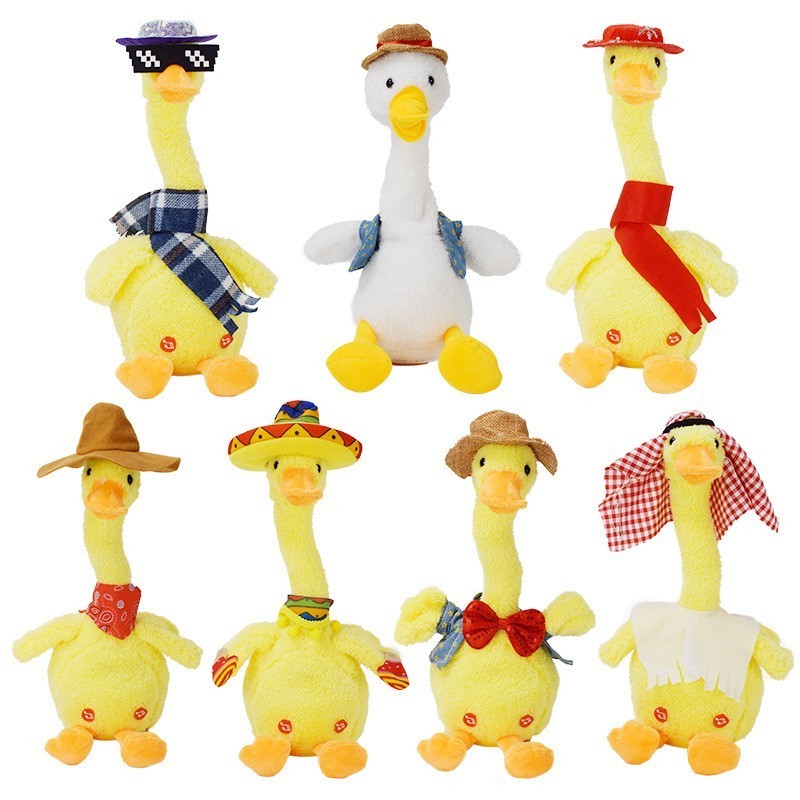 USB Charging Cute Stuffed Animals Sing Dancing Plush Doll Duck Pato Que Habla Electronic Plush Toys Talking Dancing Duck