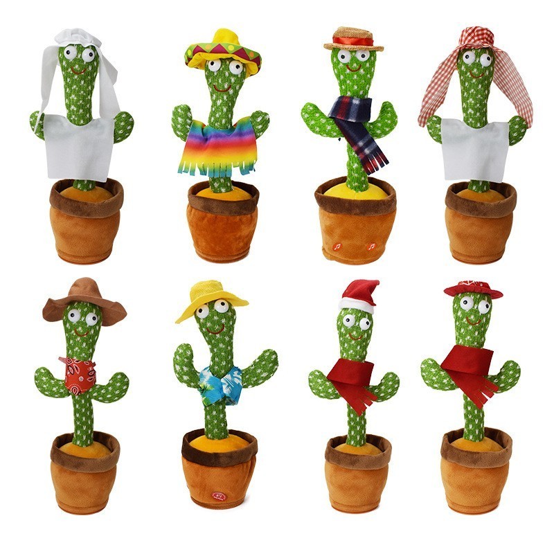 New Creative Music Talking Dancing Cactus Toys Electric Plush Santa Claus Toys Dancing Christmas Gifts Dancing Santa for Kids