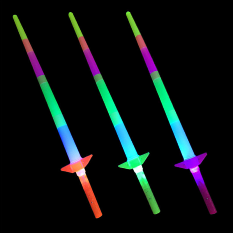 New Rainbow Laser Sword Extendable Light Up Toys Flashing Wands Led Sticks Party for kids