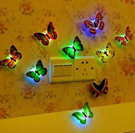 3d LED gold butterfly wedding Decorations for birthday party supplies butterfly party decorations wall decor