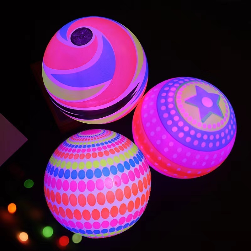 LED Inflatable Cordless Fitness Elastic Ball Children Toy lighting Flash Light Up Rebound Luminous Ball Flashing