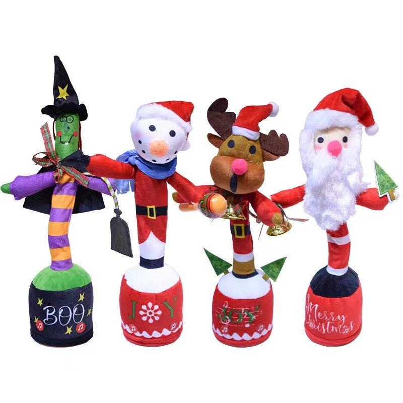 New Creative Music Talking Dancing Cactus Toys Electric Plush Santa Claus Toys Dancing Christmas Gifts Dancing Santa for Kids