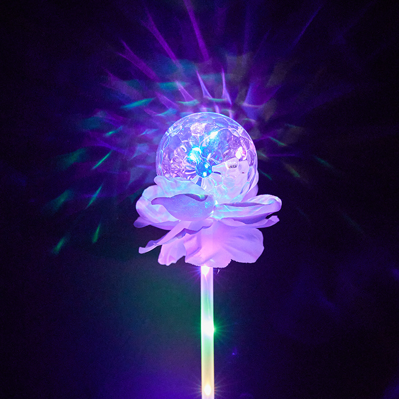 Light Up Bobo Handles Plastic Glowing Magic Wand Led Flashing Fairy Toy Dazzling Projection Lotus Flower Lotus Glow Stick