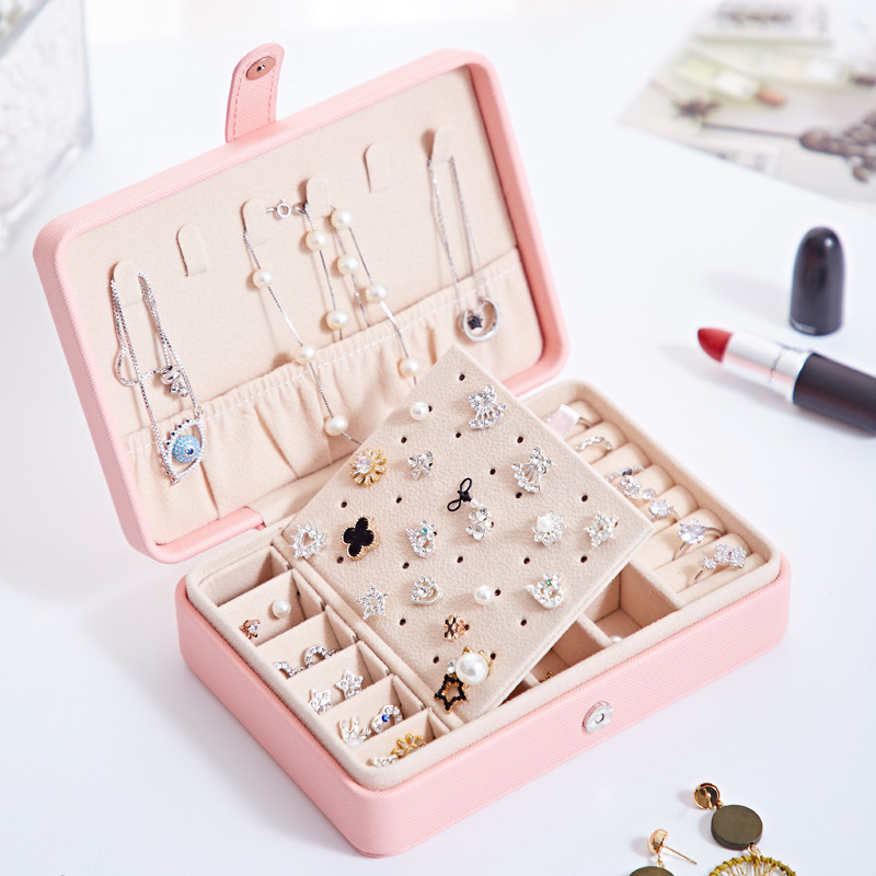 Wholesale Jewelry Storage Box Portable PU Simple Earrings Ring Multifunctional Jewelry Box with Magnetic Snaps