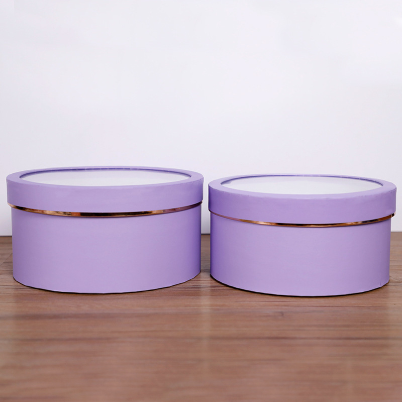 Promotional Paper Gift Box Valentine's Day Transparent Cardboard Cylinder Round Flower Box with PVC Lid