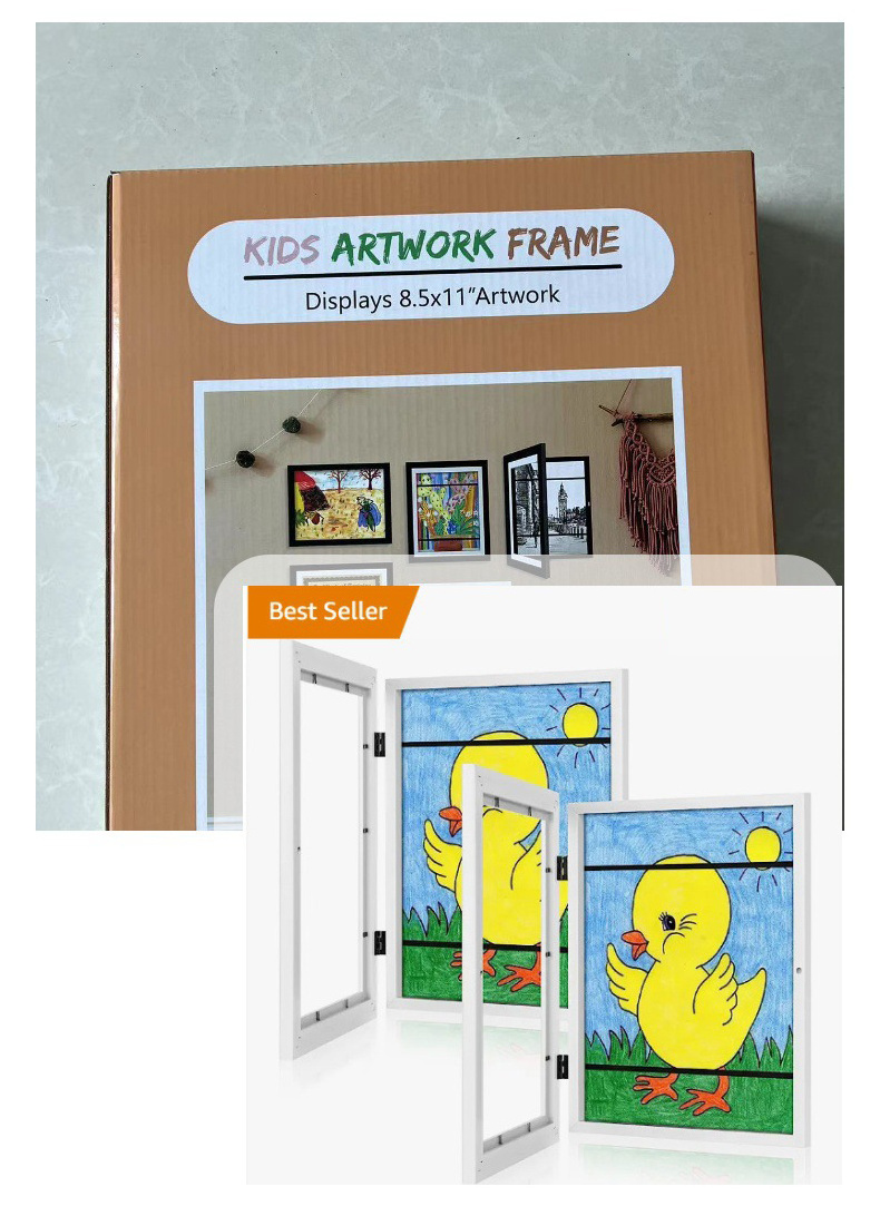 Hot Sale Customized Size Front Opening Changeable Kids Artwork Picture Frame For Children Art Projects