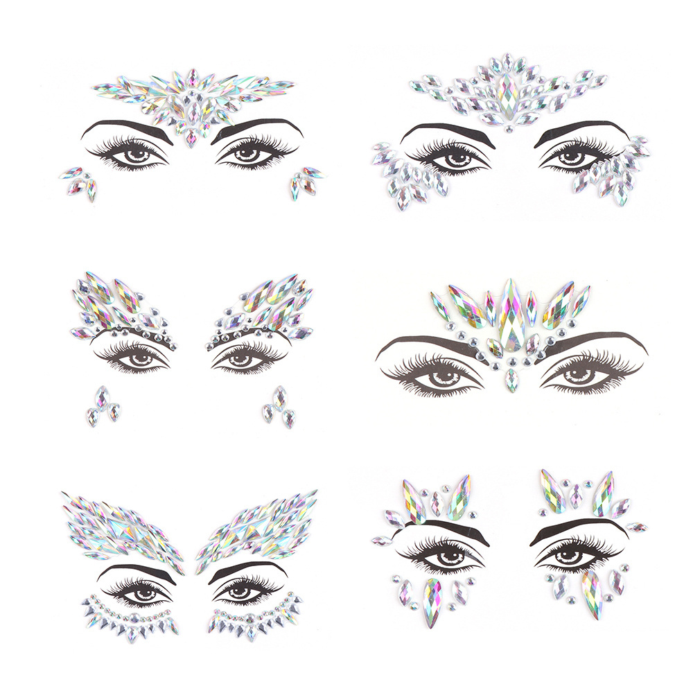 Yescom Wholesale Fashion Self Adhesive Diy Eyebrow Rhinestone Eye Makeup Face Stickers