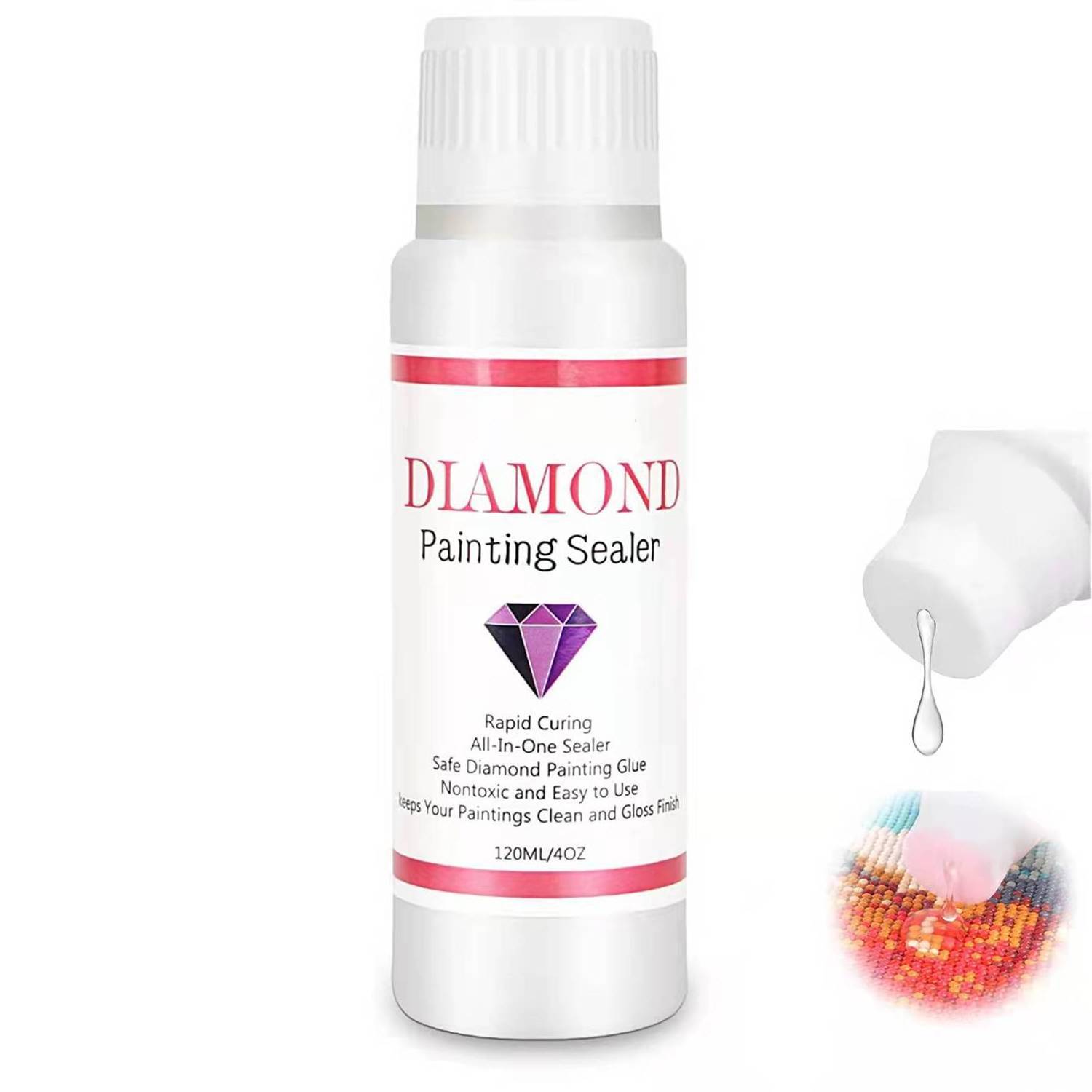 5d Diamond Painting Tool 120 Ml Sealer Brighten Up Effect Diamond Embroidery Permanent Hold Sealer Glue With Sponge Head