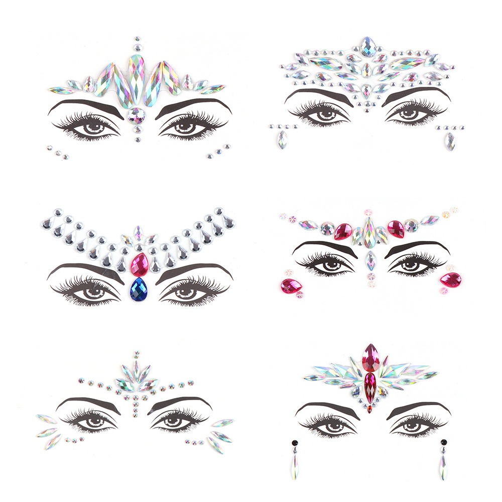 Yescom Wholesale Fashion Self Adhesive Diy Eyebrow Rhinestone Eye Makeup Face Stickers