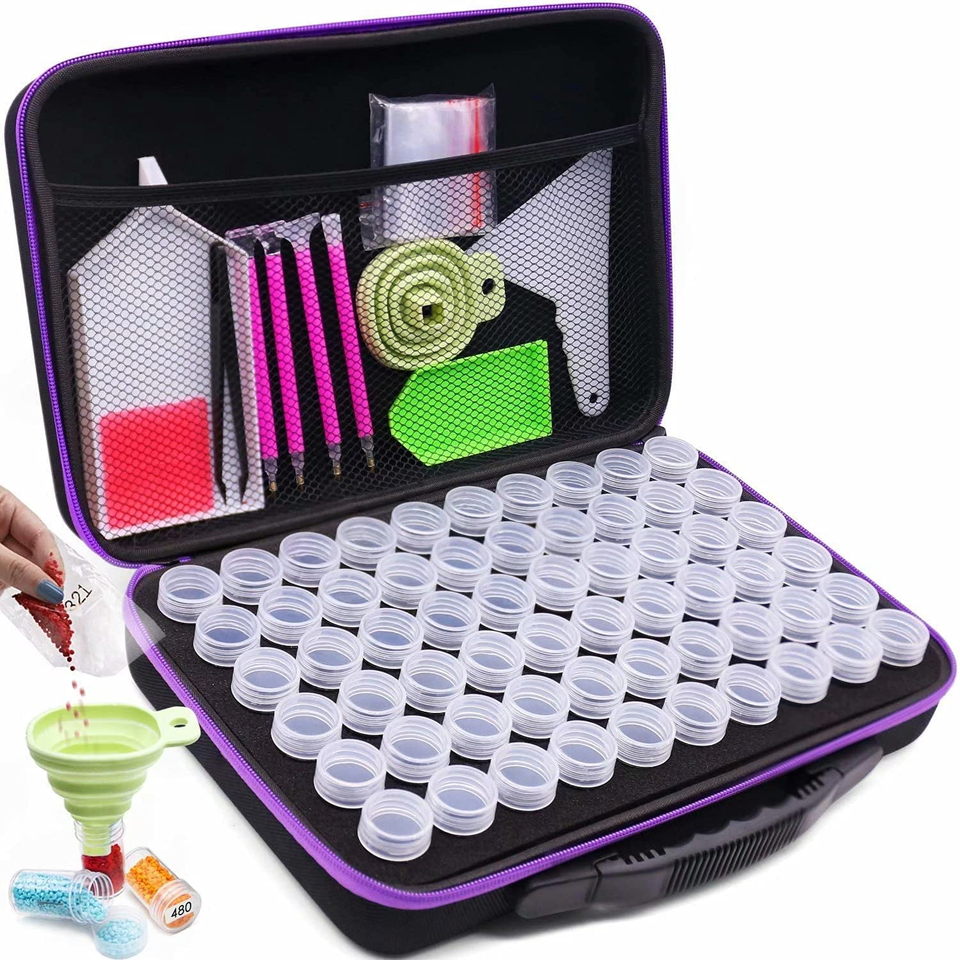 High Quality 5d Diamond Painting Storage Box 60 Round Bottles For Diamond Drills Storage Carry Case With Tools Accessories