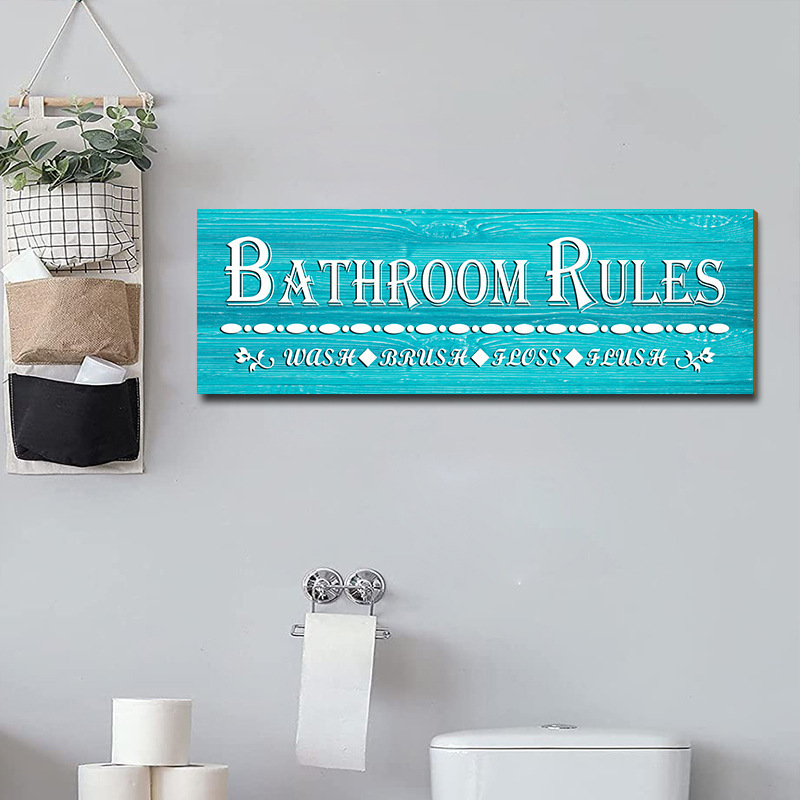 Custom Factory Cheap Mdf Signboard Anka Tiles Plaque Board Bathroom Rules Wooden Hanging Sign For Bathroom Wall Art Decor