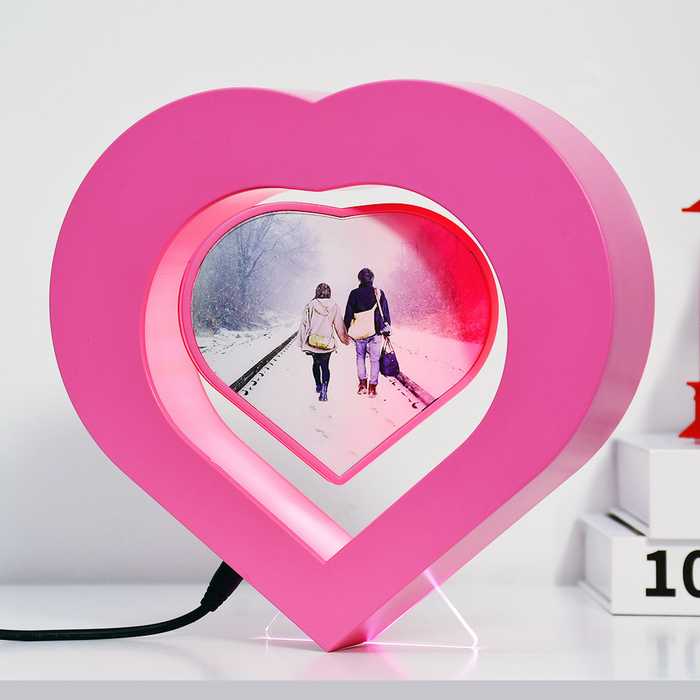 2024 Hot Selling Items Heart Shape Magnetic Levitation Electric Gift Flotation Photo Frame Holder