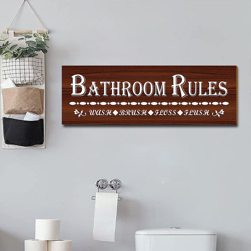 Custom Factory Cheap Mdf Signboard Anka Tiles Plaque Board Bathroom Rules Wooden Hanging Sign For Bathroom Wall Art Decor